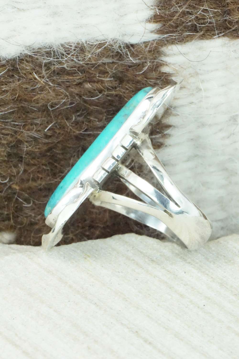 Turquoise & Sterling Silver Ring - Samuel Yellowhair - Size 6.5