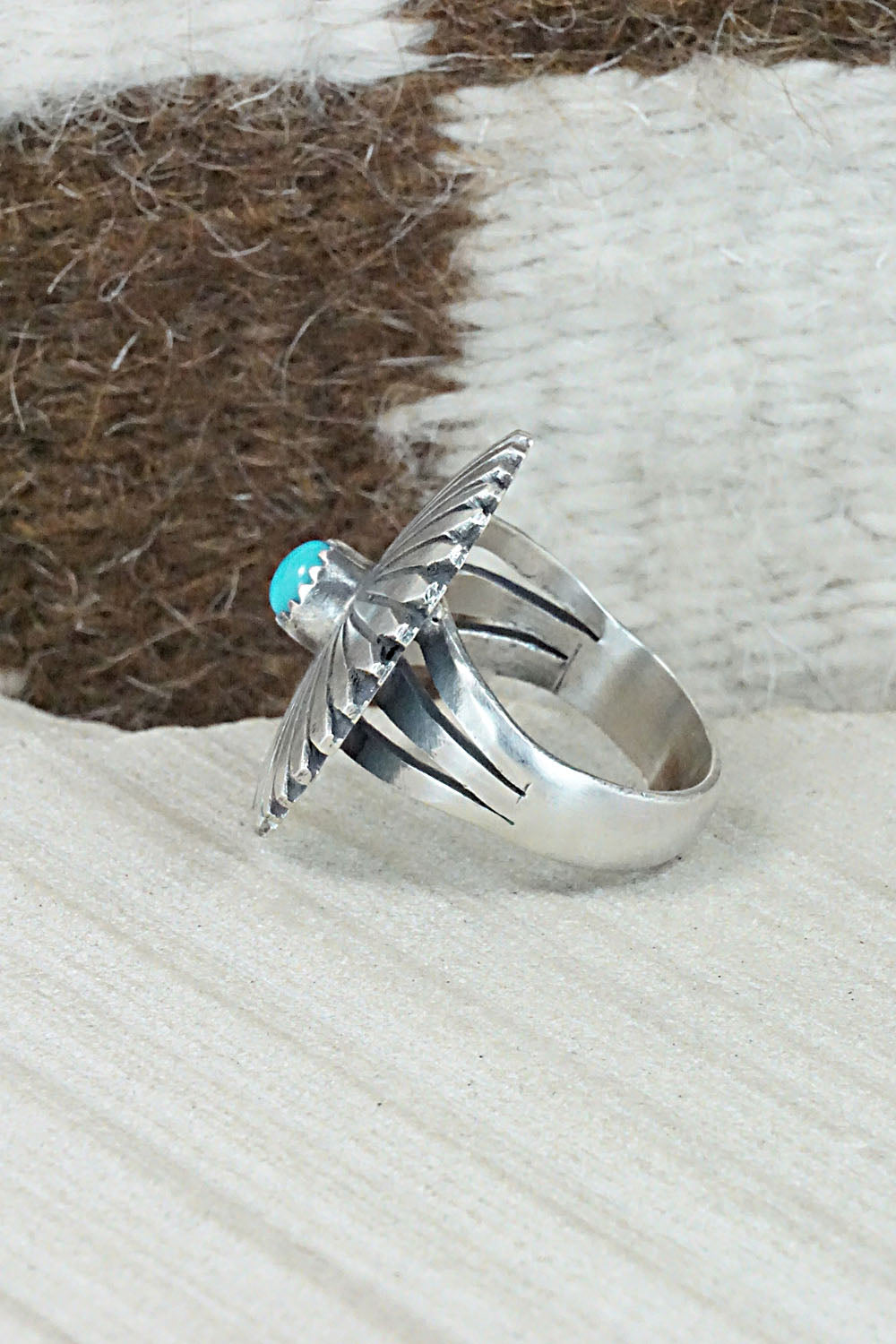 Turquoise & Sterling Silver Ring - Tom Dinetso - Size 9