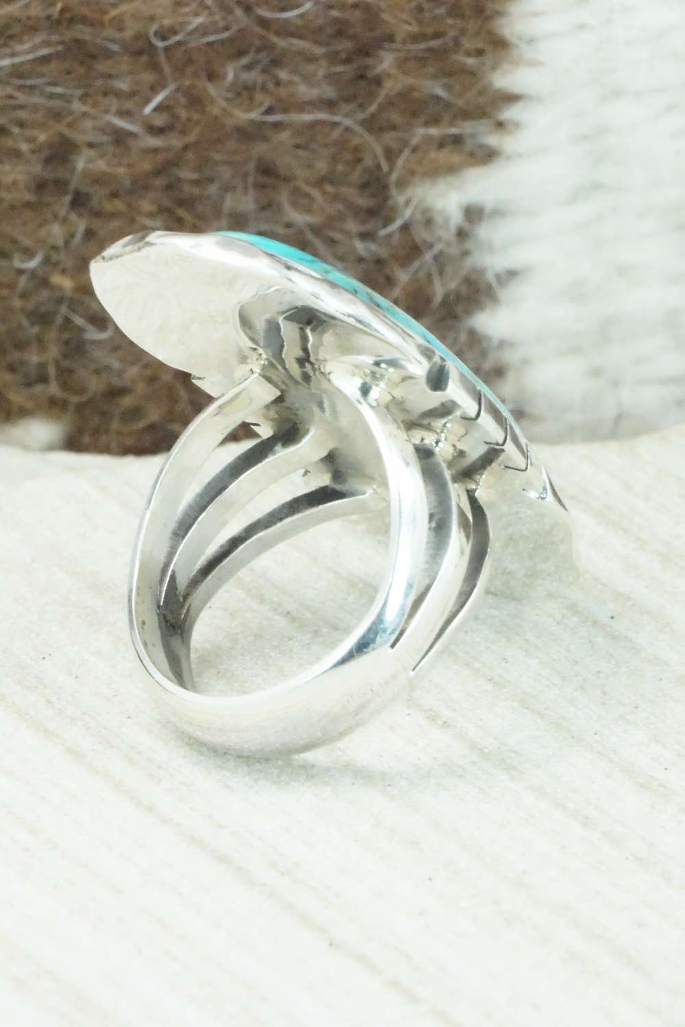 Turquoise & Sterling Silver Ring - Samuel Yellowhair - Size 6.5