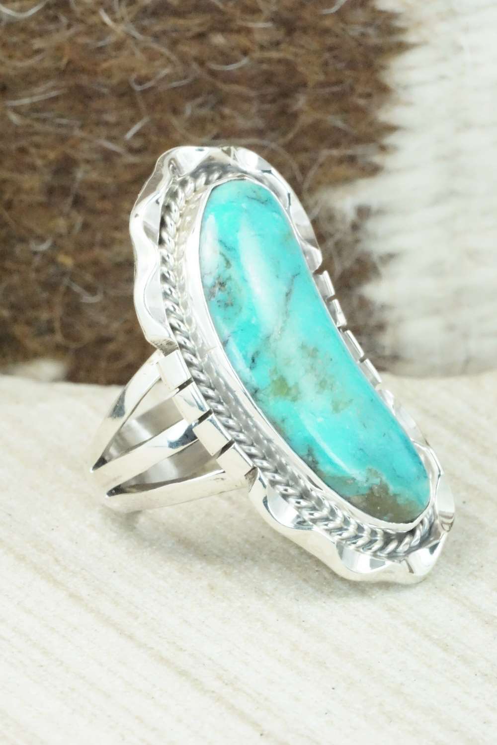 Turquoise & Sterling Silver Ring - Samuel Yellowhair - Size 6.5