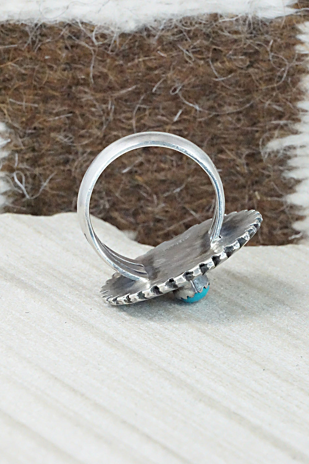 Turquoise & Sterling Silver Ring - Tom Dinetso - Size 9