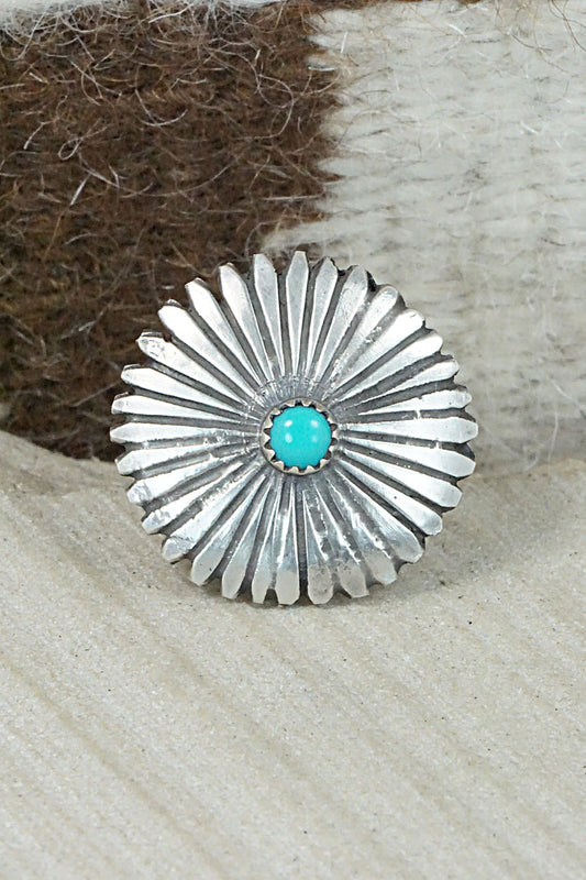 Turquoise & Sterling Silver Ring - Tom Dinetso - Size 8