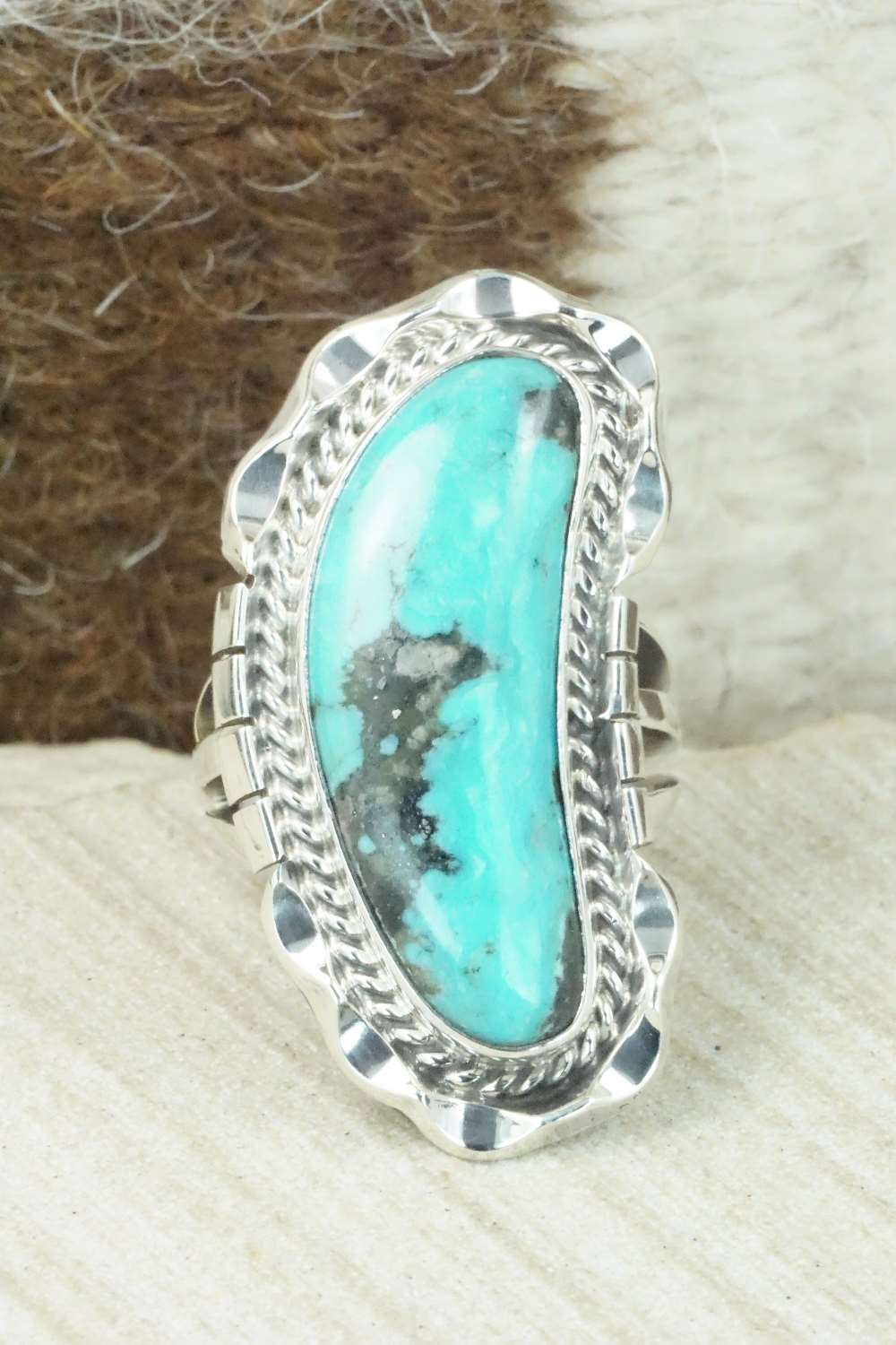 Turquoise & Sterling Silver Ring - Samuel Yellowhair - Size 6.5