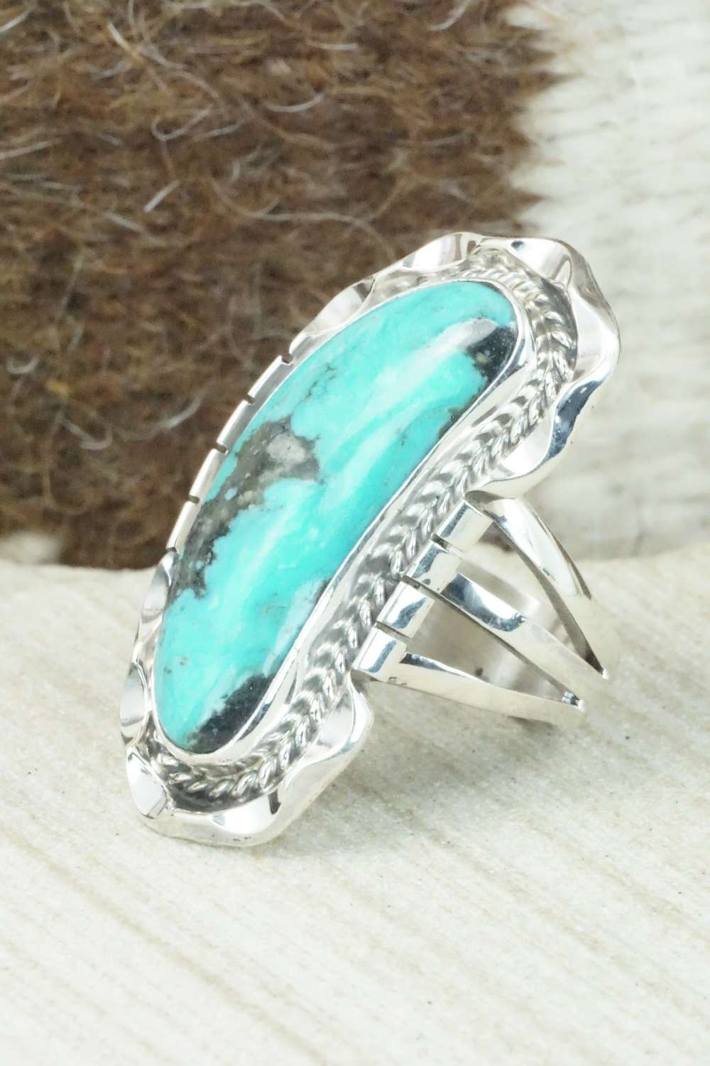 Turquoise & Sterling Silver Ring - Samuel Yellowhair - Size 6.5