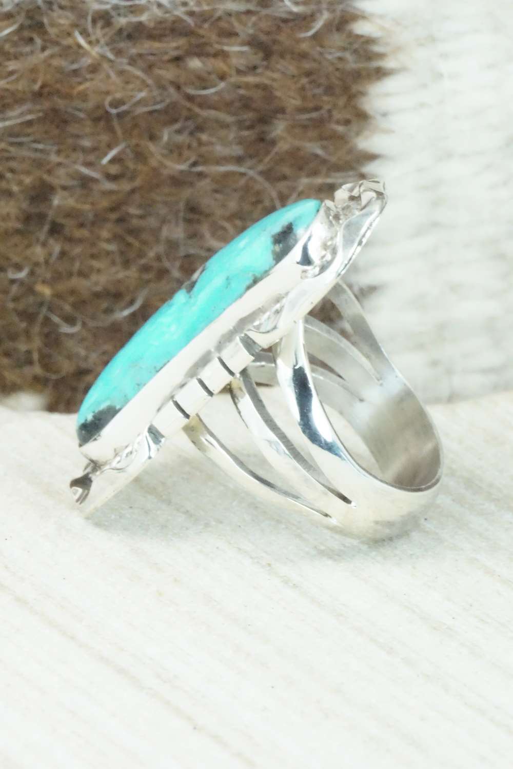 Turquoise & Sterling Silver Ring - Samuel Yellowhair - Size 6.5