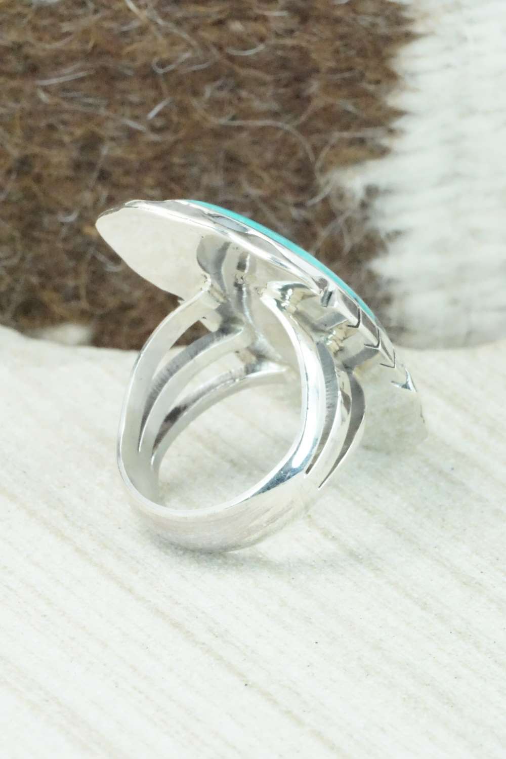 Turquoise & Sterling Silver Ring - Samuel Yellowhair - Size 6.5