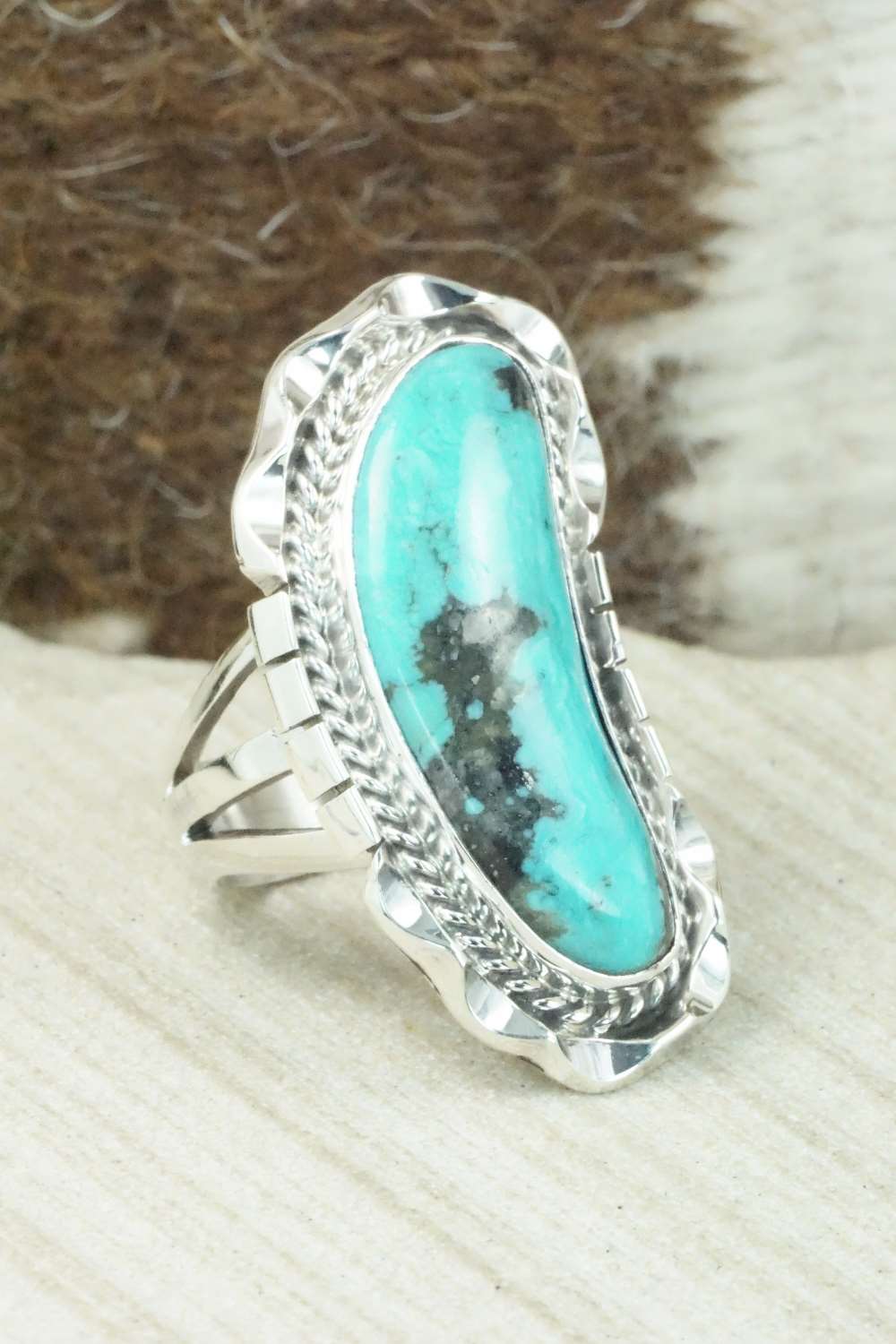 Turquoise & Sterling Silver Ring - Samuel Yellowhair - Size 6.5