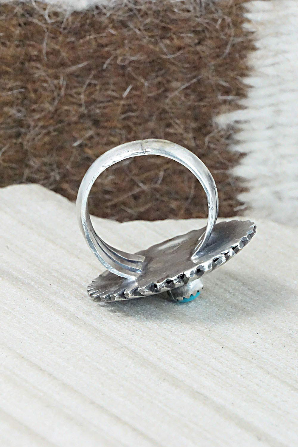 Turquoise & Sterling Silver Ring - Tom Dinetso - Size 8