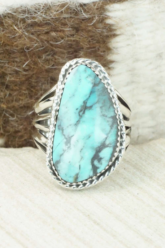 Turquoise & Sterling Silver Ring - Mike Smith - Size 9.5