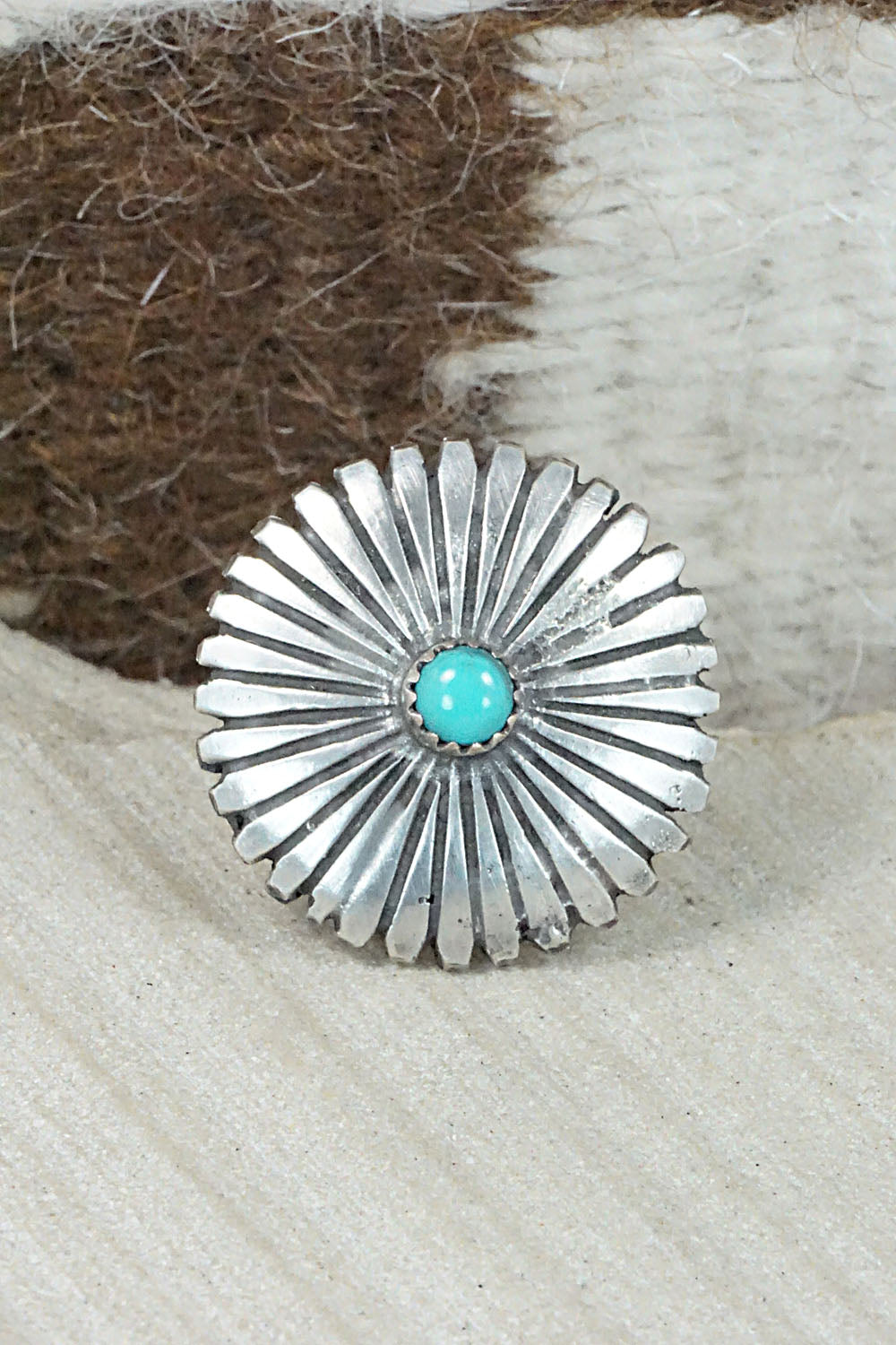 Turquoise & Sterling Silver Ring - Tom Dinetso - Size 7.5