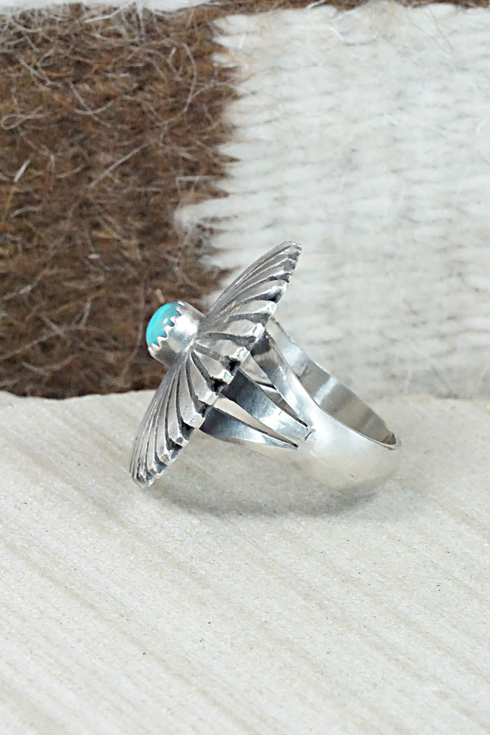 Turquoise & Sterling Silver Ring - Tom Dinetso - Size 7.5