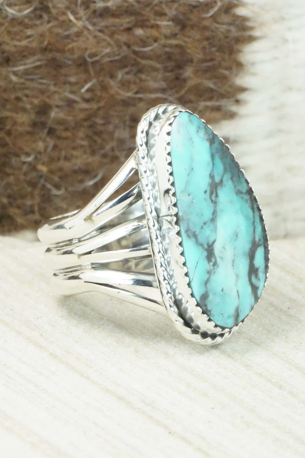 Turquoise & Sterling Silver Ring - Mike Smith - Size 9.5