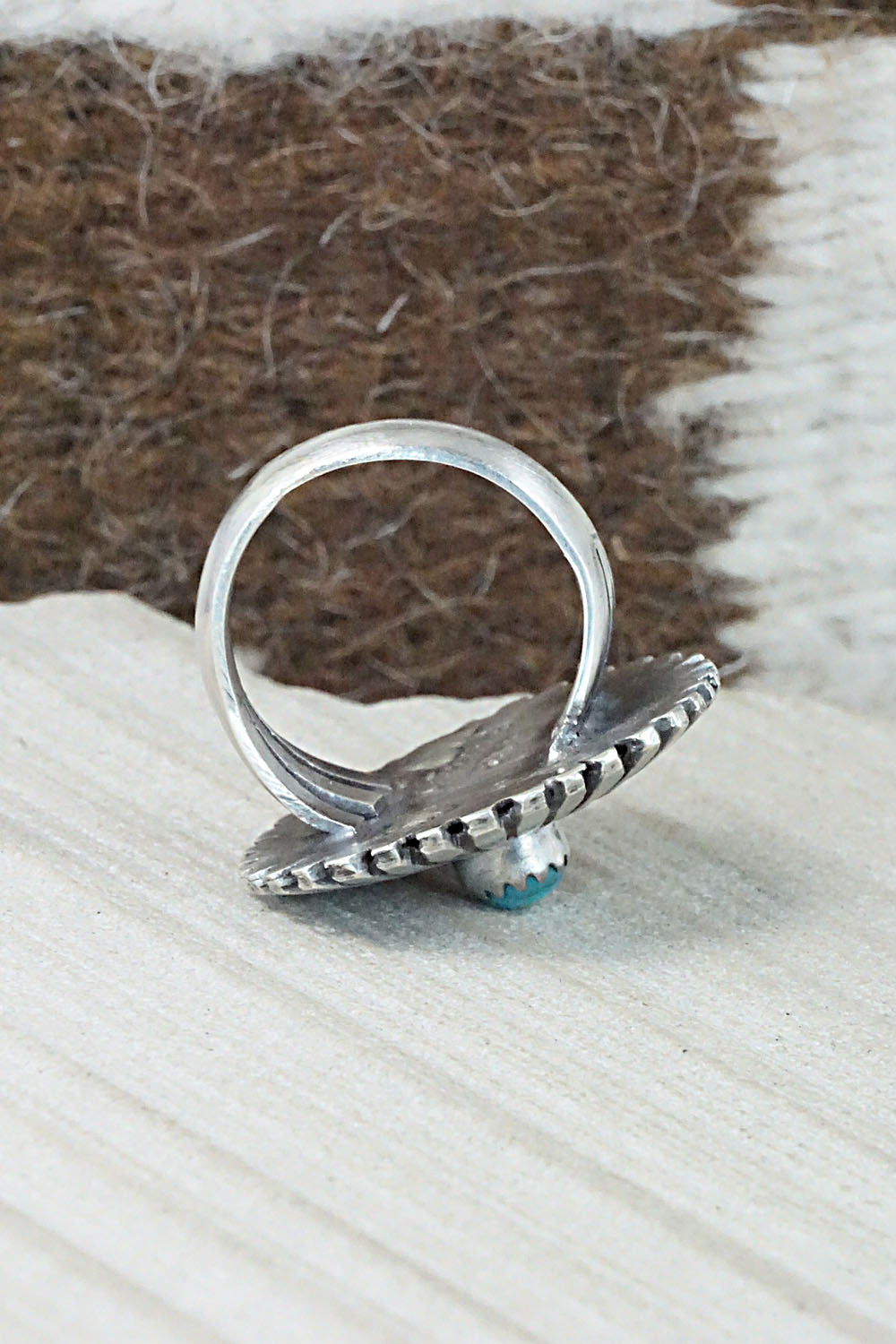 Turquoise & Sterling Silver Ring - Tom Dinetso - Size 7.5