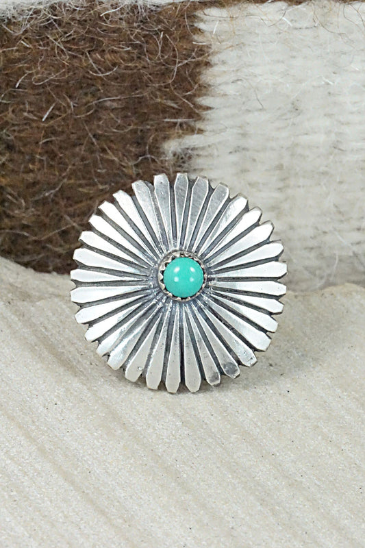 Turquoise & Sterling Silver Ring - Tom Dinetso - Size 7