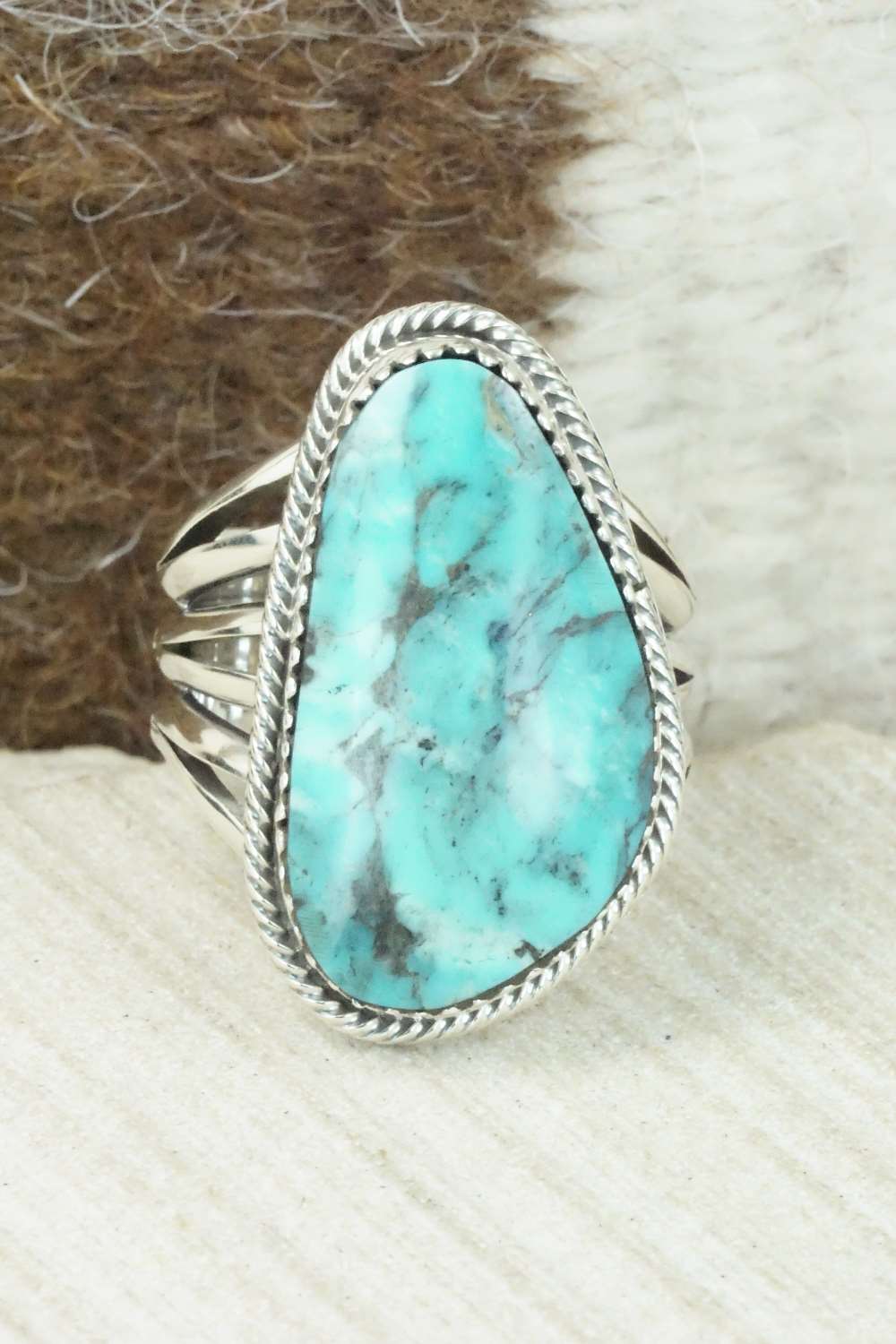 Turquoise & Sterling Silver Ring - Mike Smith - Size 9.5