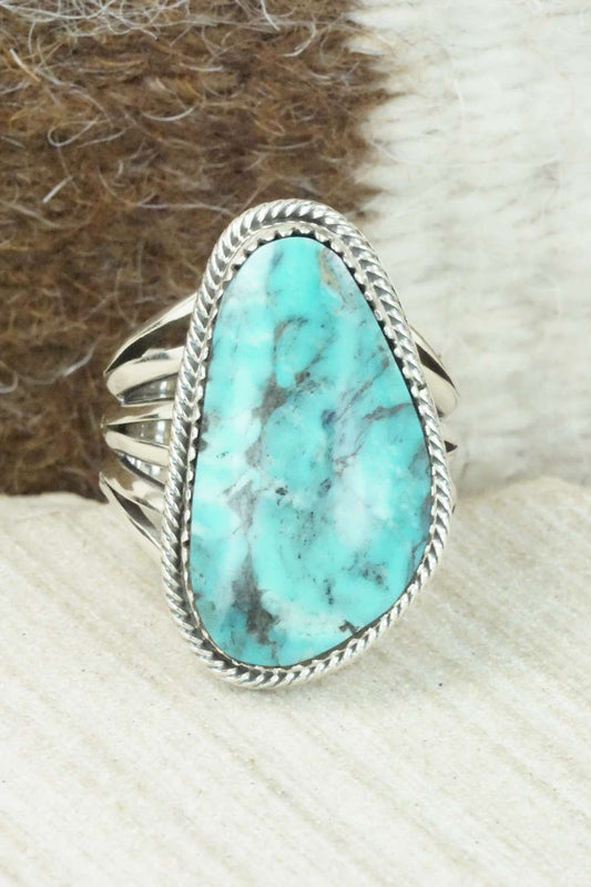 Turquoise & Sterling Silver Ring - Mike Smith - Size 9.5