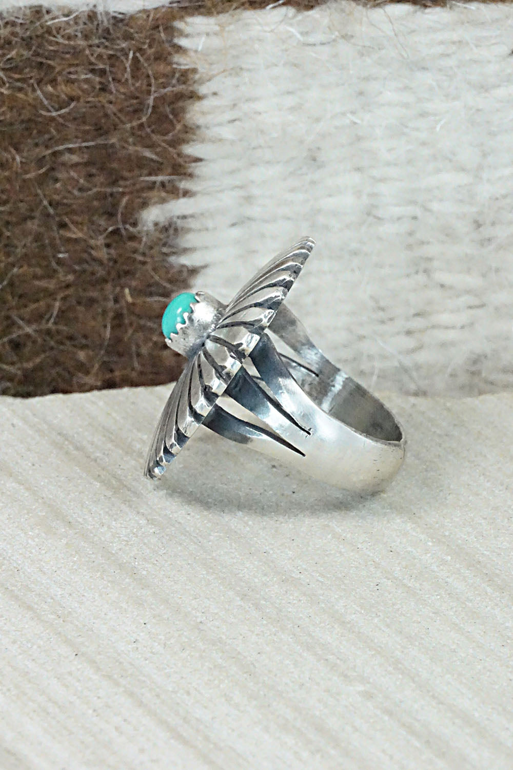Turquoise & Sterling Silver Ring - Tom Dinetso - Size 7