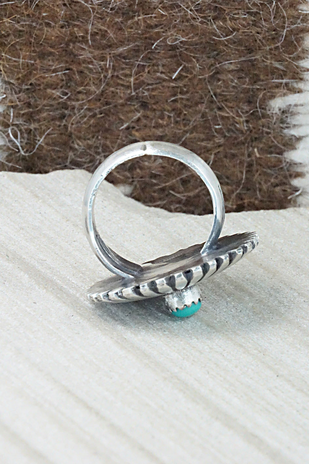 Turquoise & Sterling Silver Ring - Tom Dinetso - Size 7