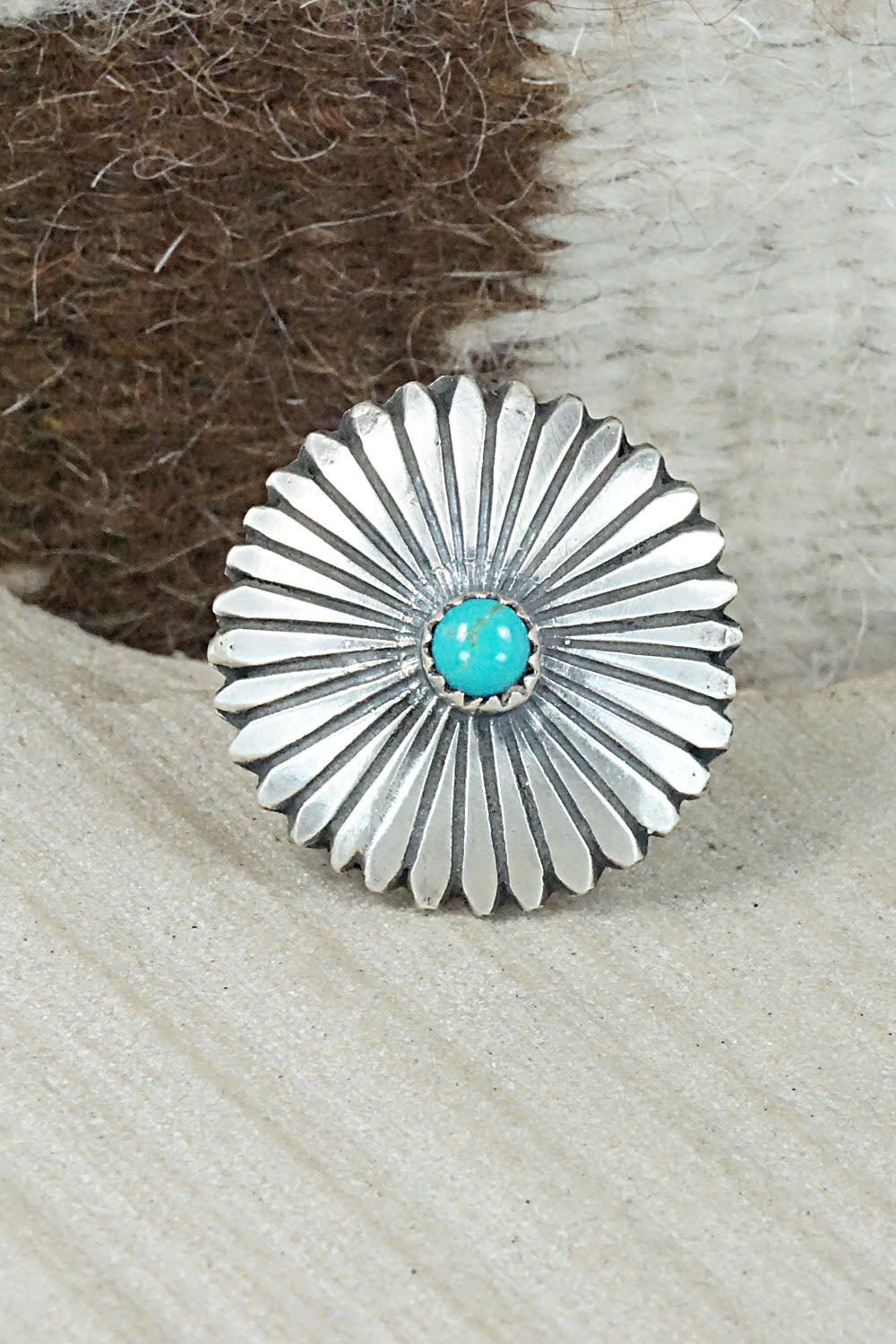 Turquoise & Sterling Silver Ring - Tom Dinetso - Size 6
