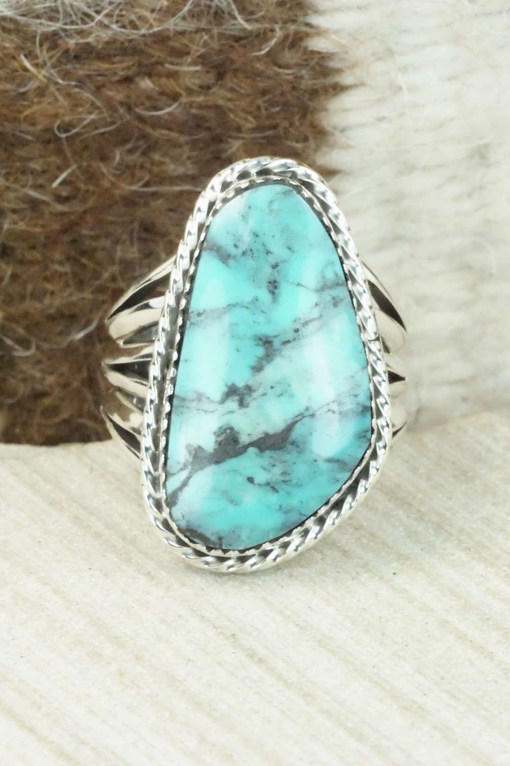 Turquoise & Sterling Silver Ring - Mike Smith - Size 9.5