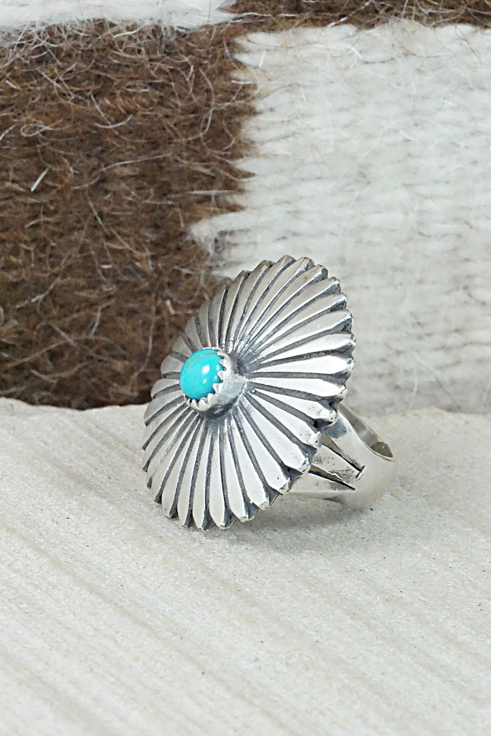 Turquoise & Sterling Silver Ring - Tom Dinetso - Size 6