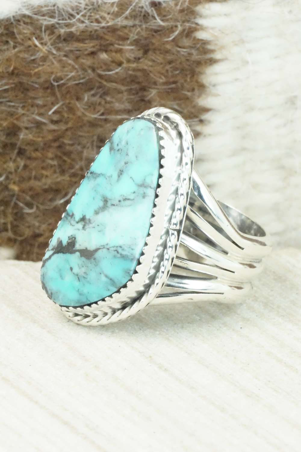 Turquoise & Sterling Silver Ring - Mike Smith - Size 9.5