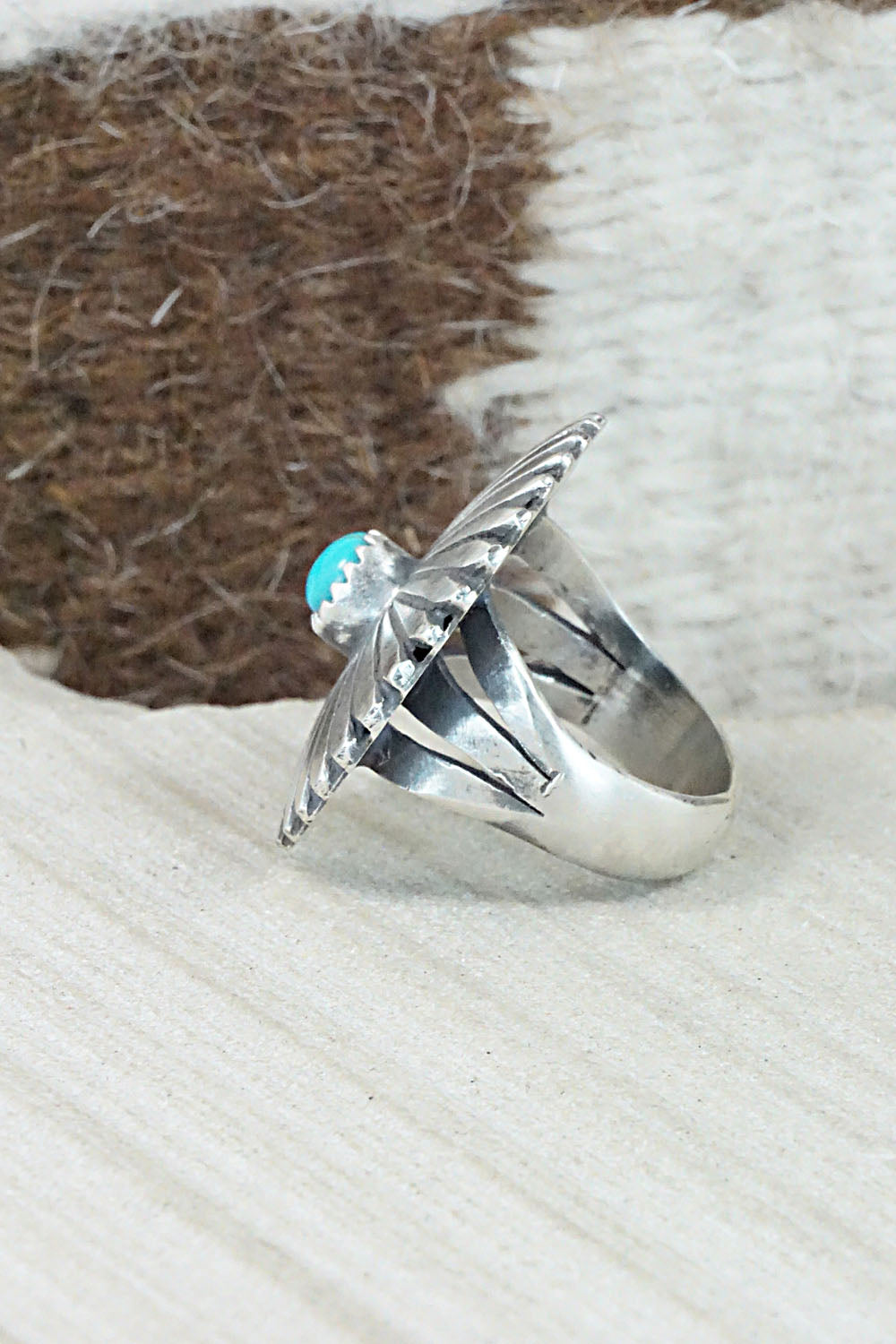 Turquoise & Sterling Silver Ring - Tom Dinetso - Size 6