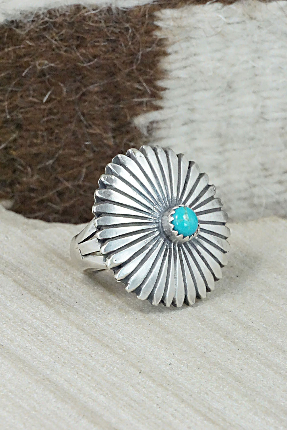Turquoise & Sterling Silver Ring - Tom Dinetso - Size 6