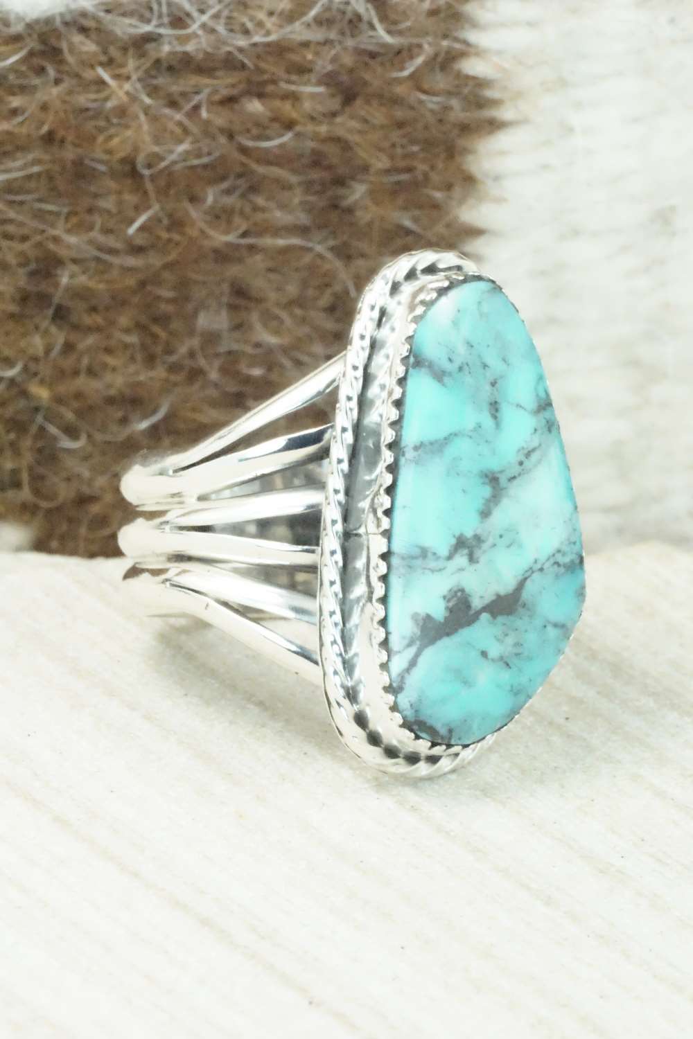 Turquoise & Sterling Silver Ring - Mike Smith - Size 9.5