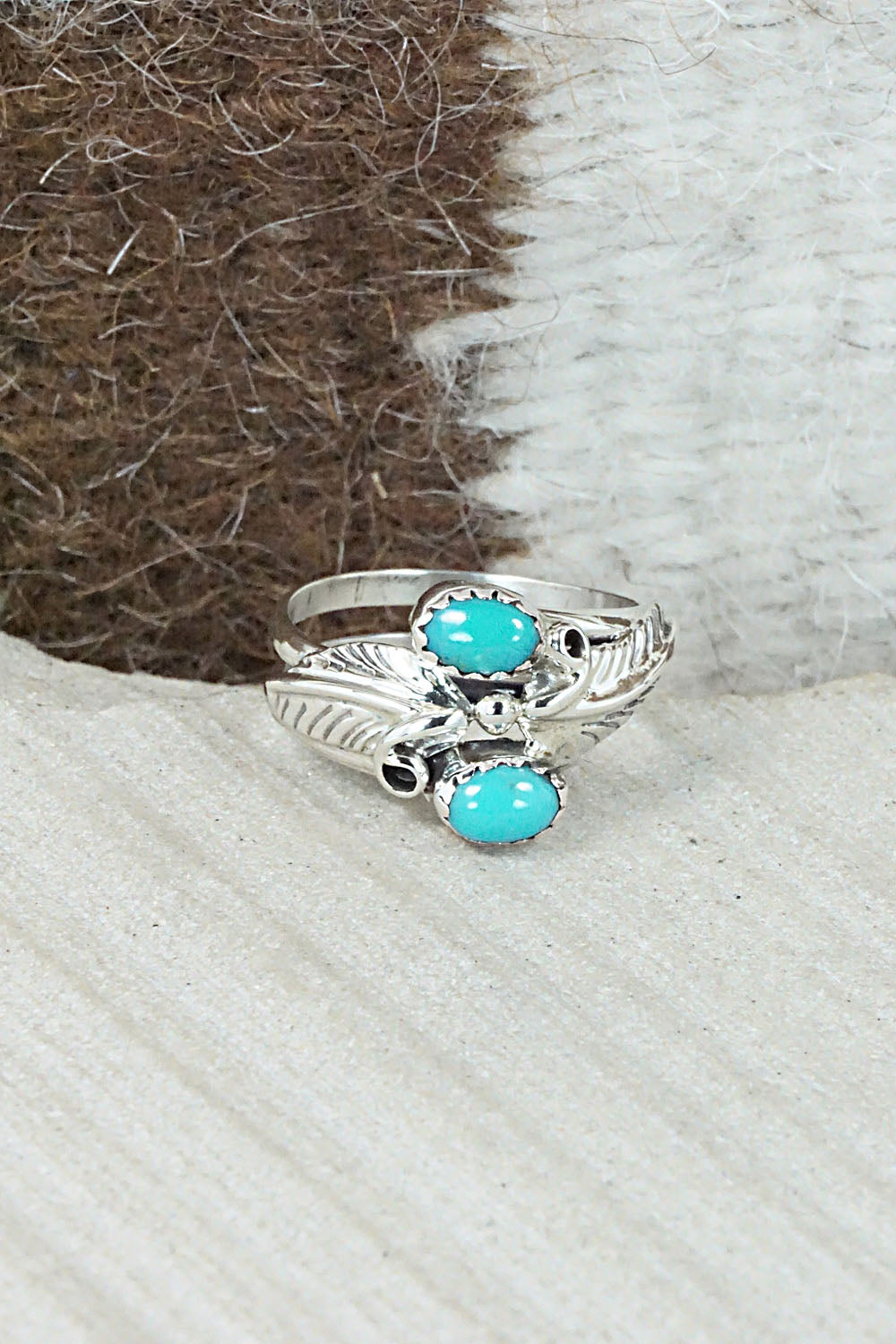 Turquoise & Sterling Silver Ring - Harry Yazzie - Size 7.5