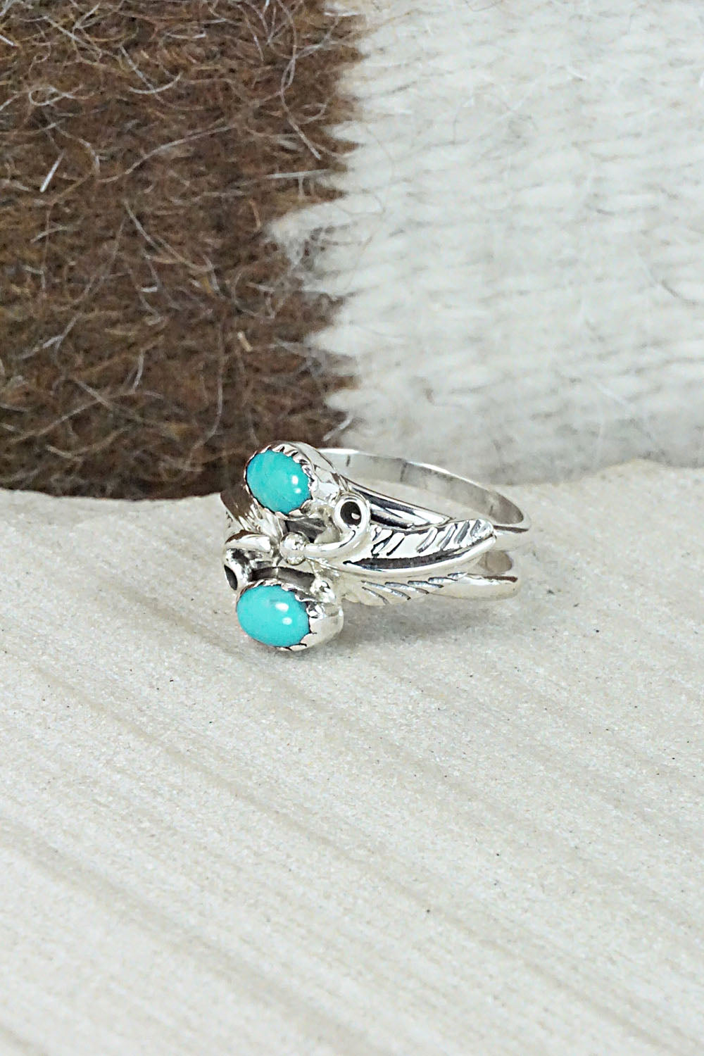 Turquoise & Sterling Silver Ring - Harry Yazzie - Size 8