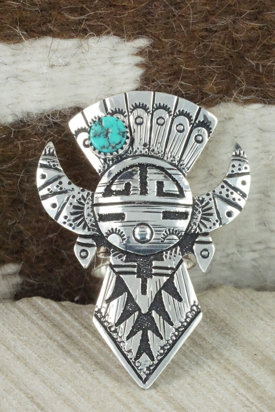 Turquoise & Sterling Silver Ring - Richard Singer - Size 7.5 (Adj.)