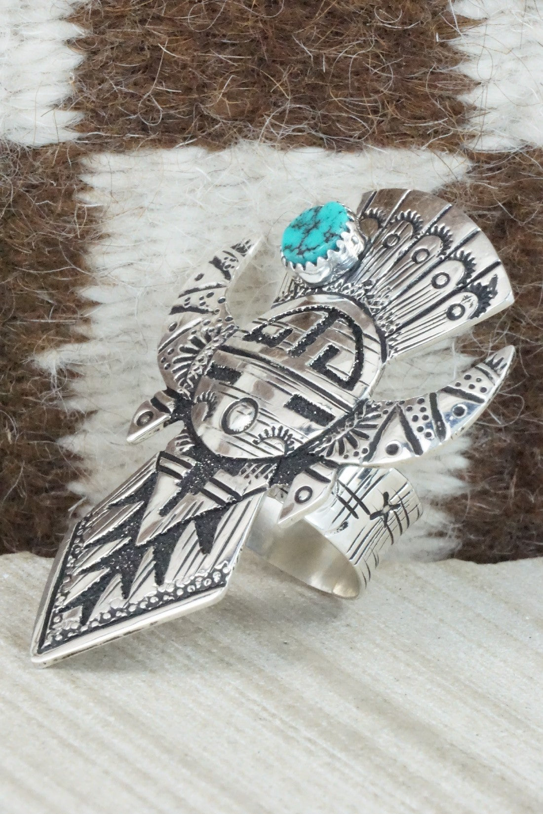Turquoise & Sterling Silver Ring - Richard Singer - Size 7.5 (Adj.)