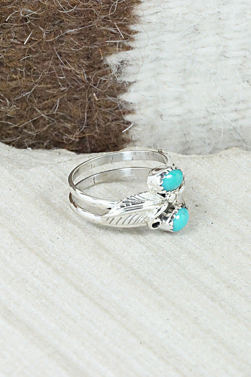 Turquoise & Sterling Silver Ring - Harry Yazzie - Size 8.5