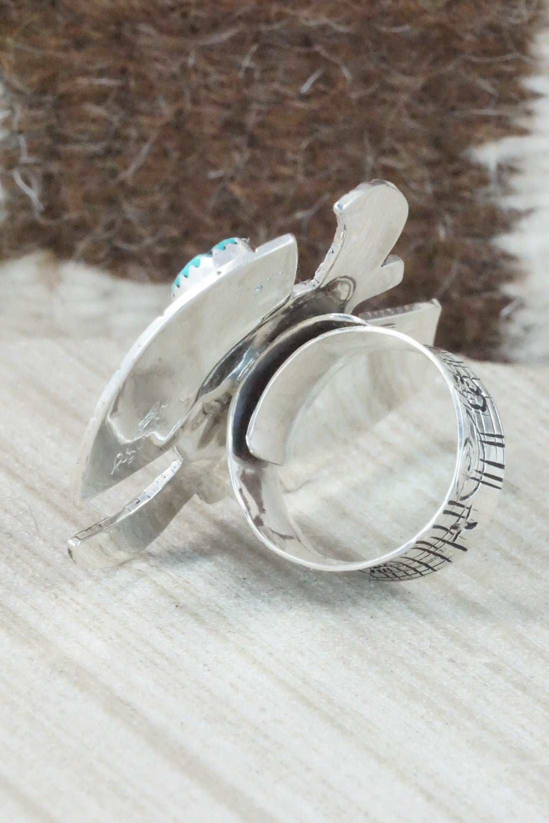 Turquoise & Sterling Silver Ring - Richard Singer - Size 7.5 (Adj.)