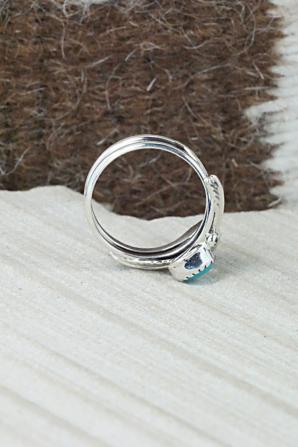Turquoise & Sterling Silver Ring - Harry Yazzie - Size 8.5