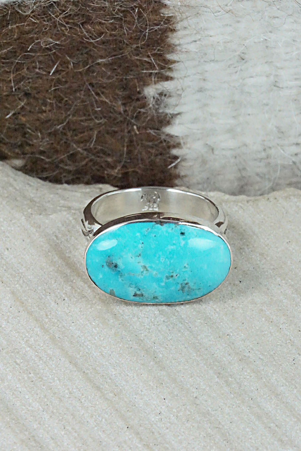Turquoise & Sterling Silver Ring - Sheena Jack - Size 11