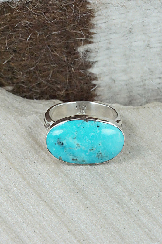 Turquoise & Sterling Silver Ring - Sheena Jack - Size 11