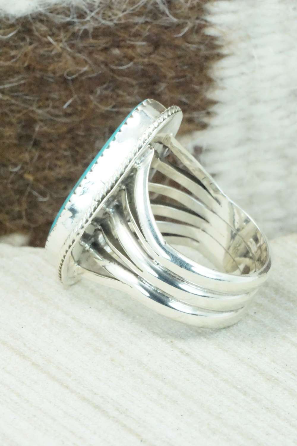 Turquoise & Sterling Silver Ring - Mike Smith - Size 9.75