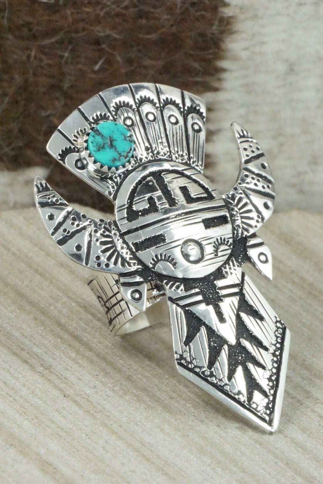 Turquoise & Sterling Silver Ring - Richard Singer - Size 7.5 (Adj.)
