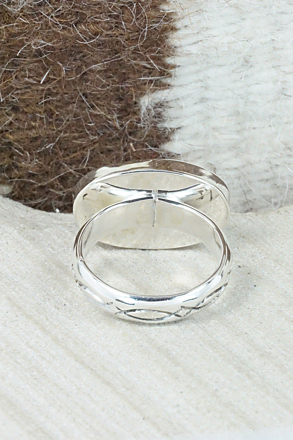 Turquoise & Sterling Silver Ring - Sheena Jack - Size 11