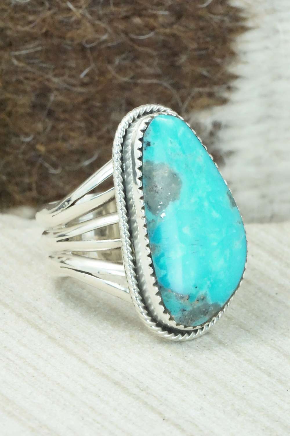 Turquoise & Sterling Silver Ring - Mike Smith - Size 9.75