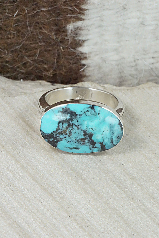 Turquoise & Sterling Silver Ring - Sheena Jack - Size 11.25
