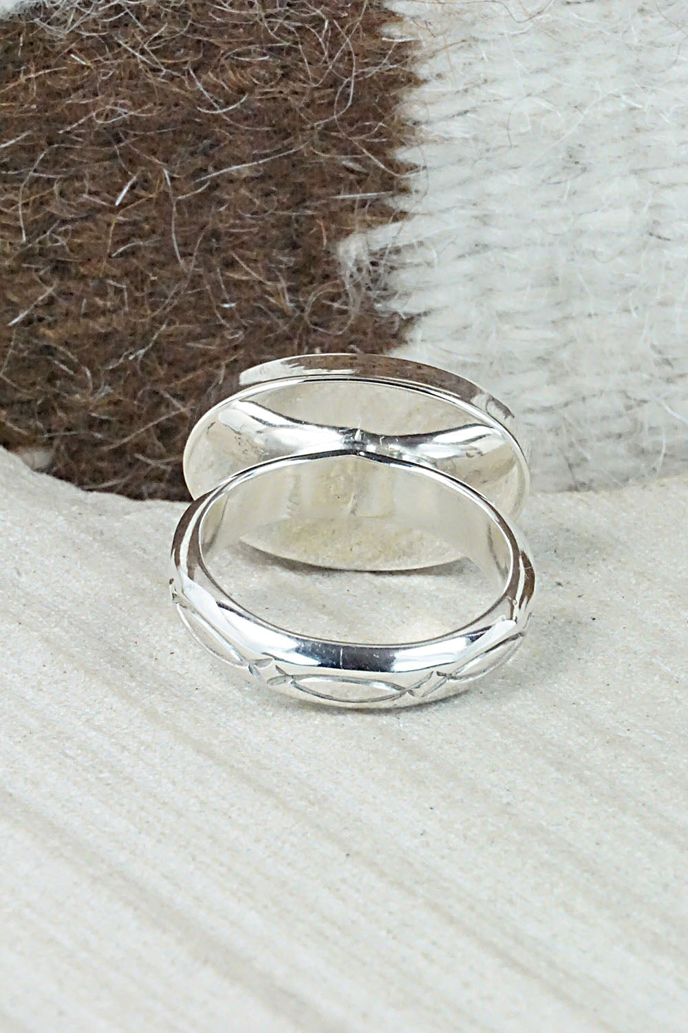 Turquoise & Sterling Silver Ring - Sheena Jack - Size 11.25