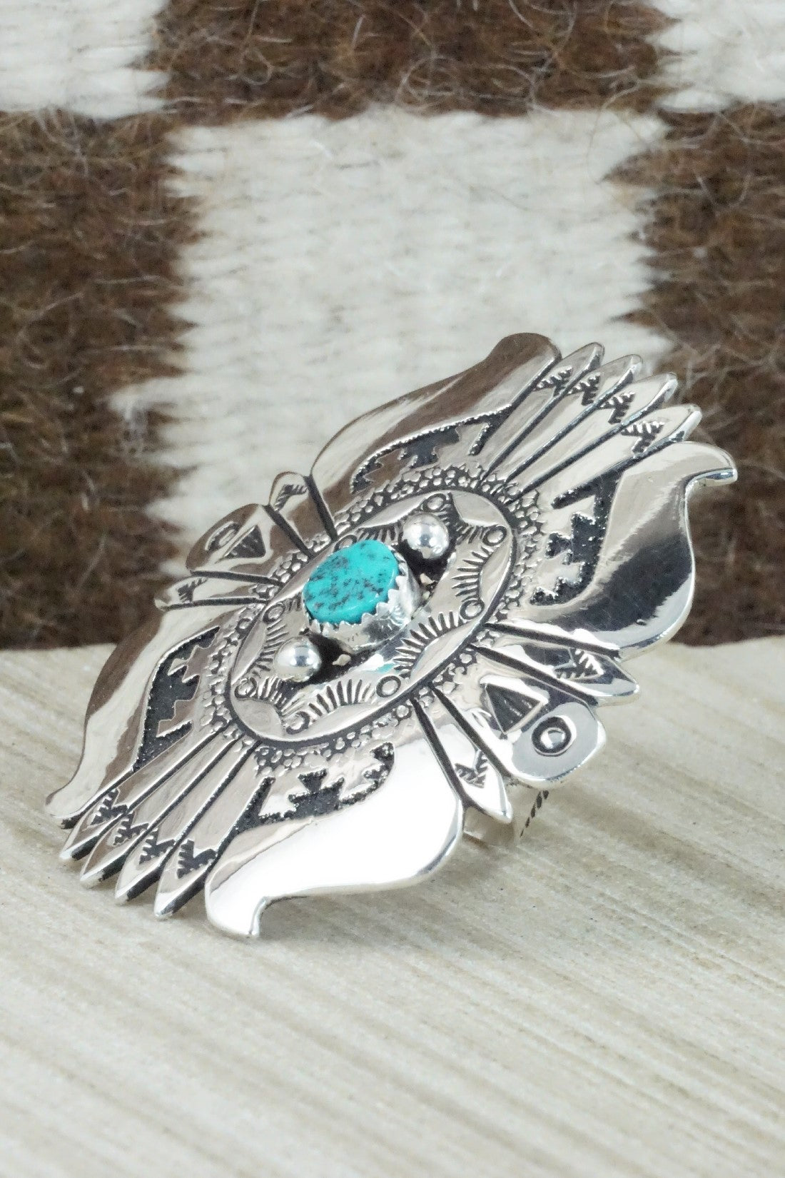 Turquoise & Sterling Silver Ring - Richard Singer - Size 7.5 (Adj.)