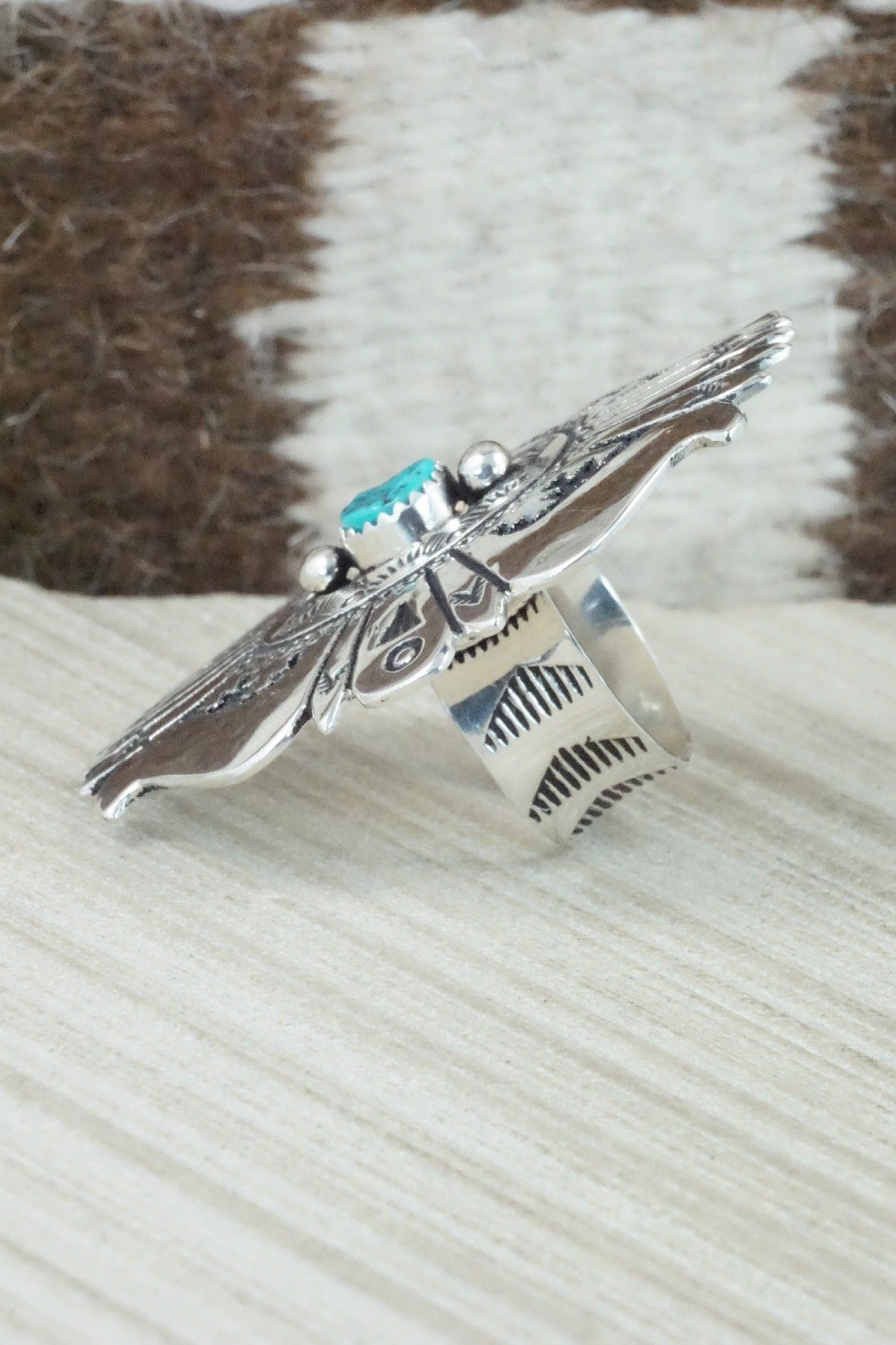 Turquoise & Sterling Silver Ring - Richard Singer - Size 7.5 (Adj.)