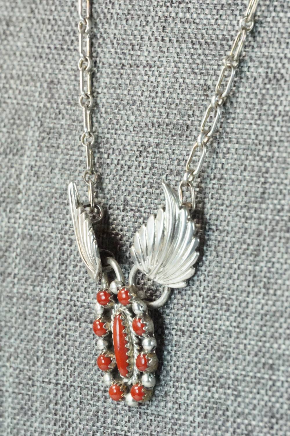 Coral & Sterling Silver Necklace - Betty Bitsie
