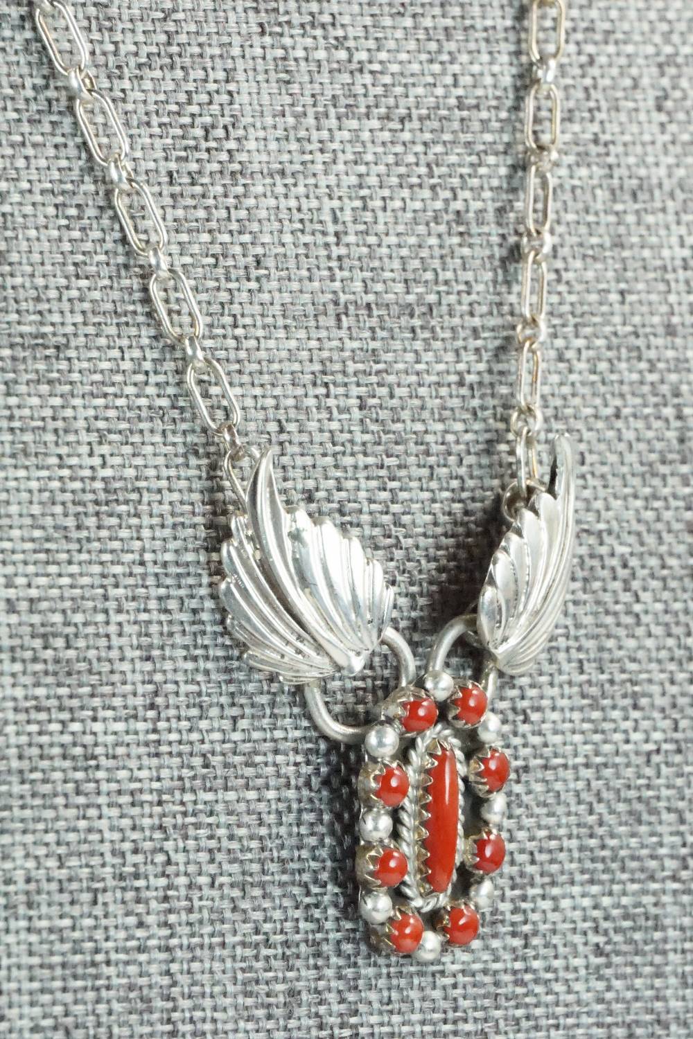 Coral & Sterling Silver Necklace - Betty Bitsie