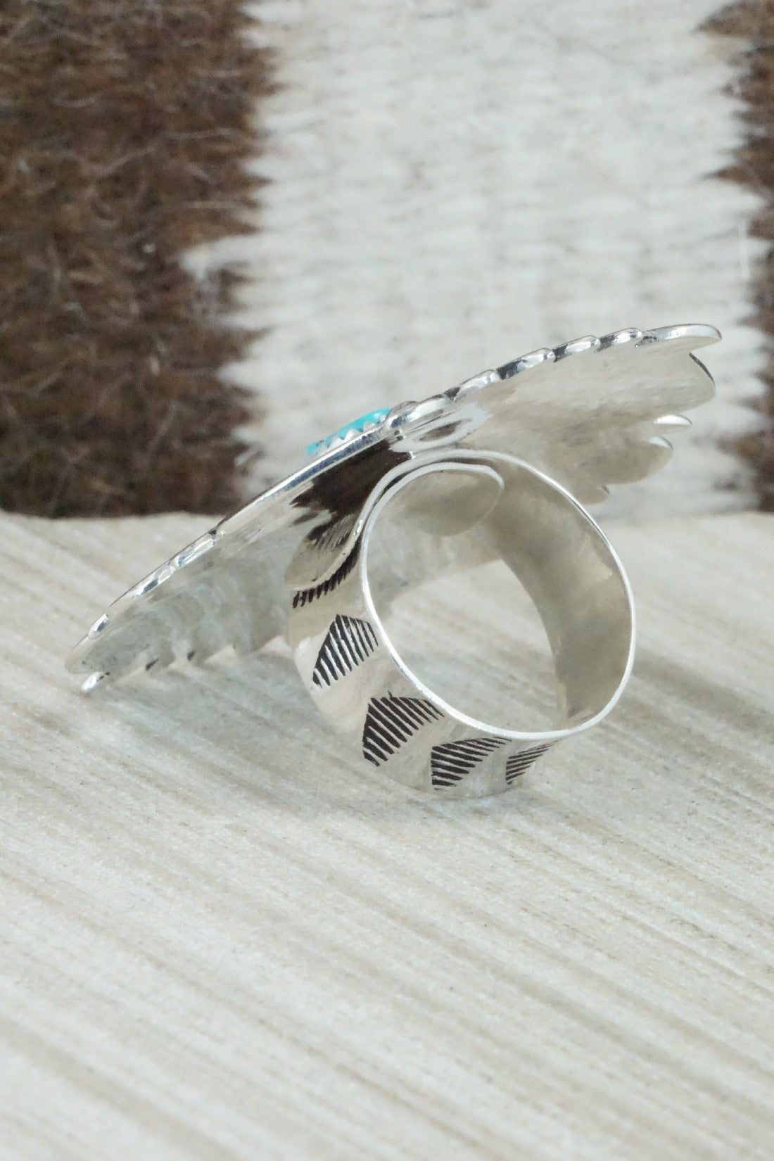 Turquoise & Sterling Silver Ring - Richard Singer - Size 7.5 (Adj.)