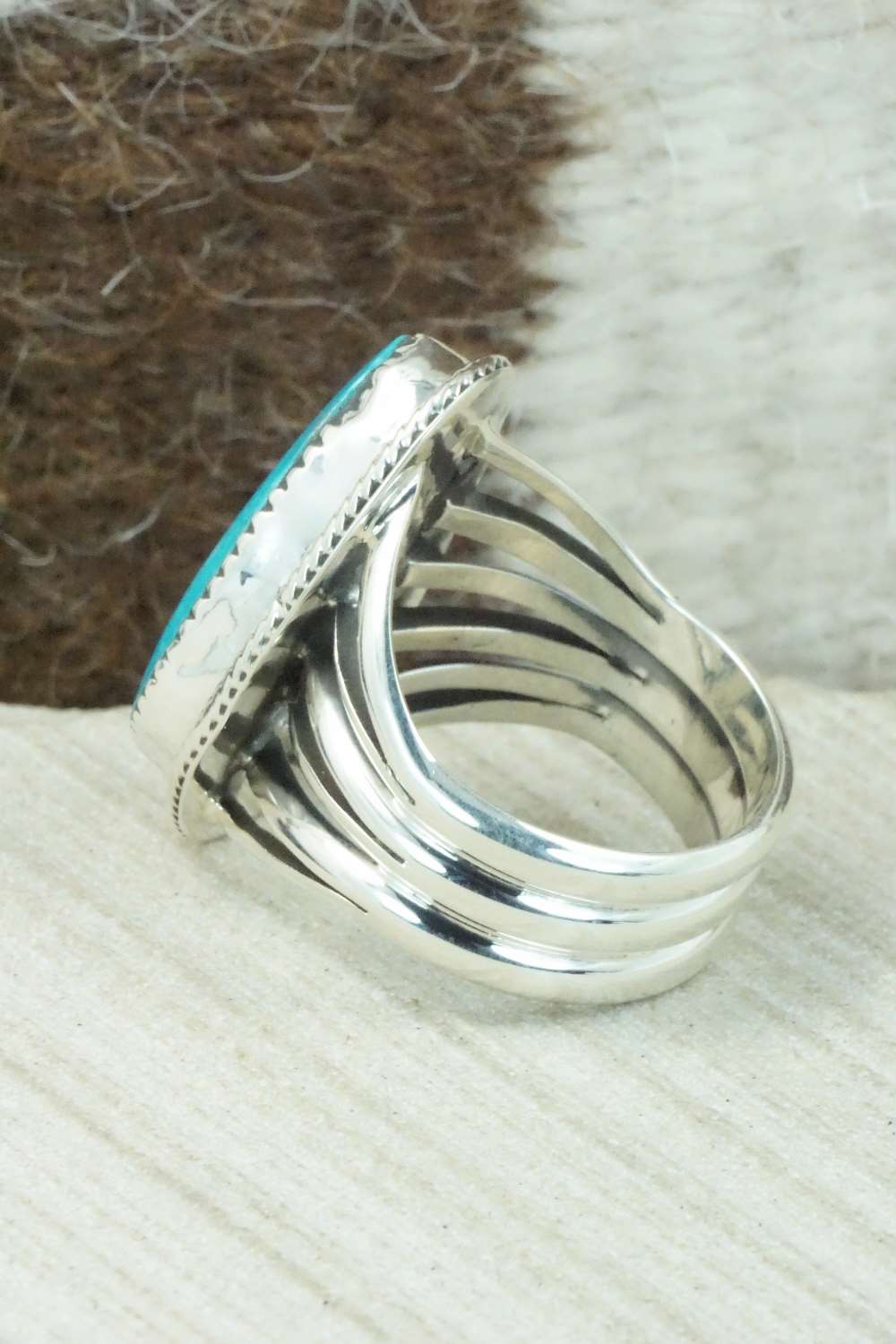 Turquoise & Sterling Silver Ring - Mike Smith - Size 9.75
